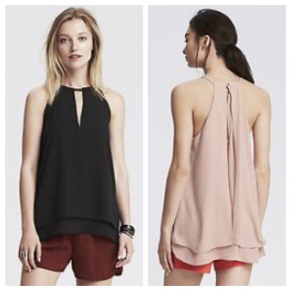 Banana Republic Women's Keyhole Layered Halter Black Size M - Picture 1 of 11